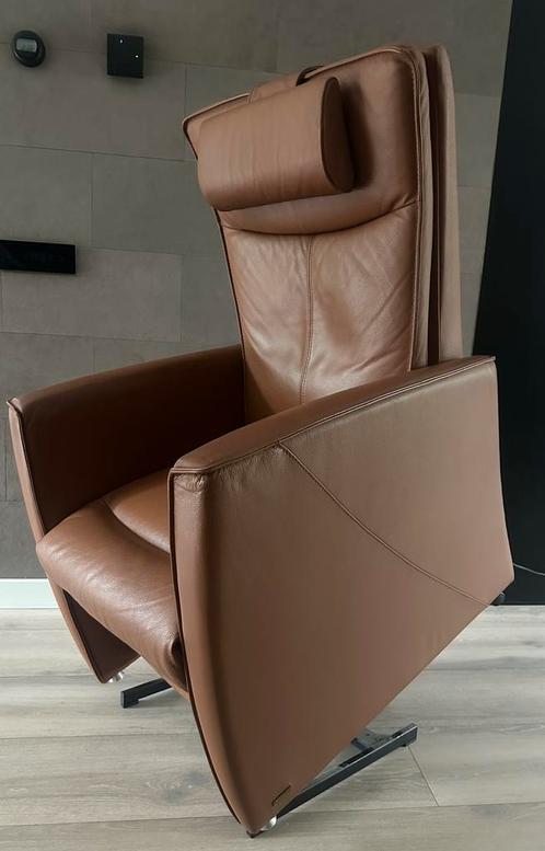 Prominent sta op stoel leer cognac kleur, Huis en Inrichting, Fauteuils, Zo goed als nieuw, Leer, 50 tot 75 cm, Ophalen