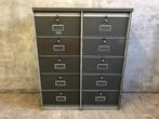 Vintage industriele metalen vakkenkast met kleppen, stoer!, Ophalen, Gebruikt, 5 laden of meer, 100 tot 150 cm