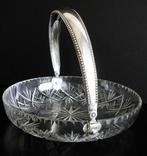 Kristallen schaal met zilveren hengsel, Antiek en Kunst, Ophalen of Verzenden, Zilver