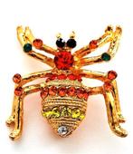 Mooie kleurrijke vergulde broche, spin, Ophalen, Zo goed als nieuw, Goud, Overige materialen