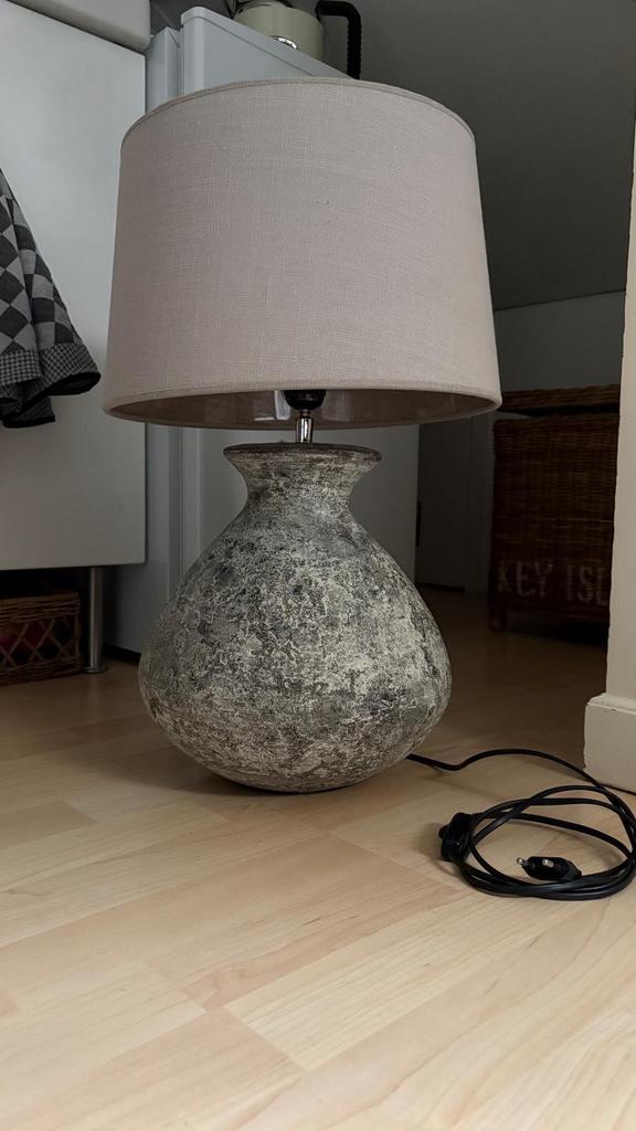 Mooie Kruiklamp met Linnen Kap, Huis en Inrichting, Lampen | Tafellampen, Gebruikt, Stof, Ophalen of Verzenden