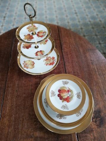 Chique High Tea set, 6 pers etagere, schalen, bordjes FRUIT beschikbaar voor biedingen