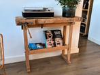 Houten vintage werkbank / sidetable, Ophalen, Gebruikt, Minder dan 50 cm, Rechthoekig