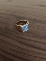 14k gouden heren ring met diamanten, 20 of groter, Heer, Ophalen of Verzenden, Zo goed als nieuw