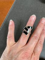 Ring zilver met onyx en Swarovski maat 17,5, Sieraden, Tassen en Uiterlijk, Ringen, Ophalen of Verzenden, 17 tot 18, Zilver, Dame