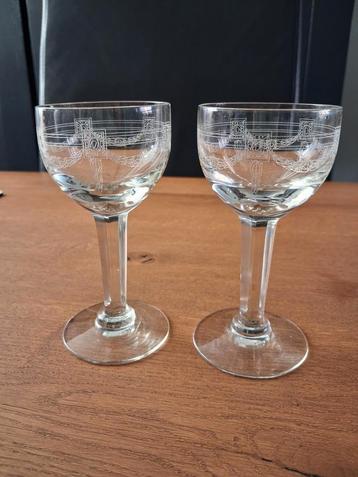 Zeldzame set van 2 prachtig  Jugendstil glaasjes Saint Louis beschikbaar voor biedingen
