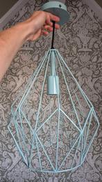 Geometrische hanglamp van draadstaal industrieel lichtblauw, Ophalen of Verzenden, Zo goed als nieuw, Minder dan 50 cm