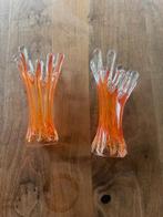 2 Oranje  Murano glazen vazen, Ophalen of Verzenden