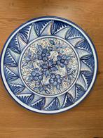Vintage wandbord bord Spaans Platart SL blauw bloemen, Ophalen