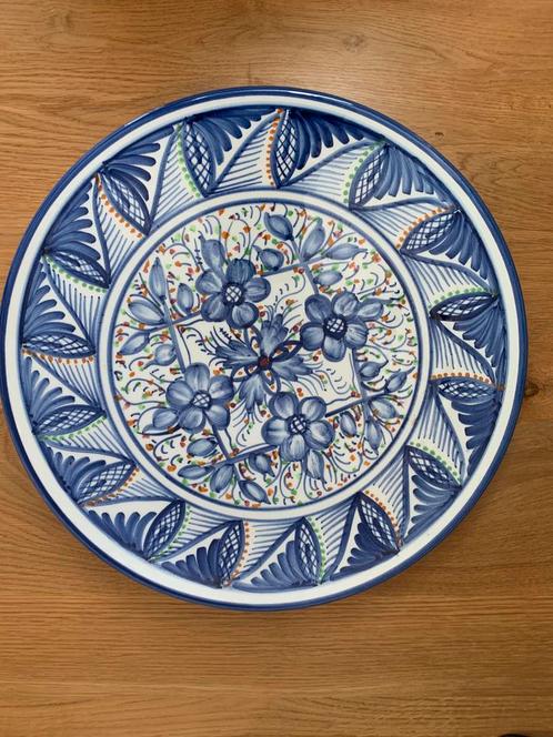 Vintage wandbord bord Spaans Platart SL blauw bloemen, Antiek en Kunst, Antiek | Wandborden en Tegels, Ophalen