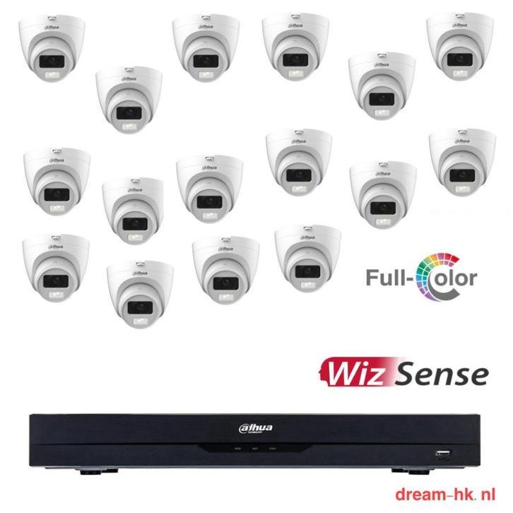 2MP Dahua WizSense Full Color 16CH HDCVI set (met microfoon), Audio, Tv en Foto, Videobewaking, Nieuw, Buitencamera, Ophalen of Verzenden