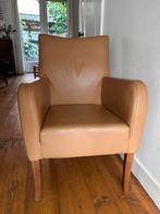 Caramelkleur leren stoel van Raanhuis, Huis en Inrichting, Fauteuils, Ophalen, Zo goed als nieuw, 50 tot 75 cm, Leer