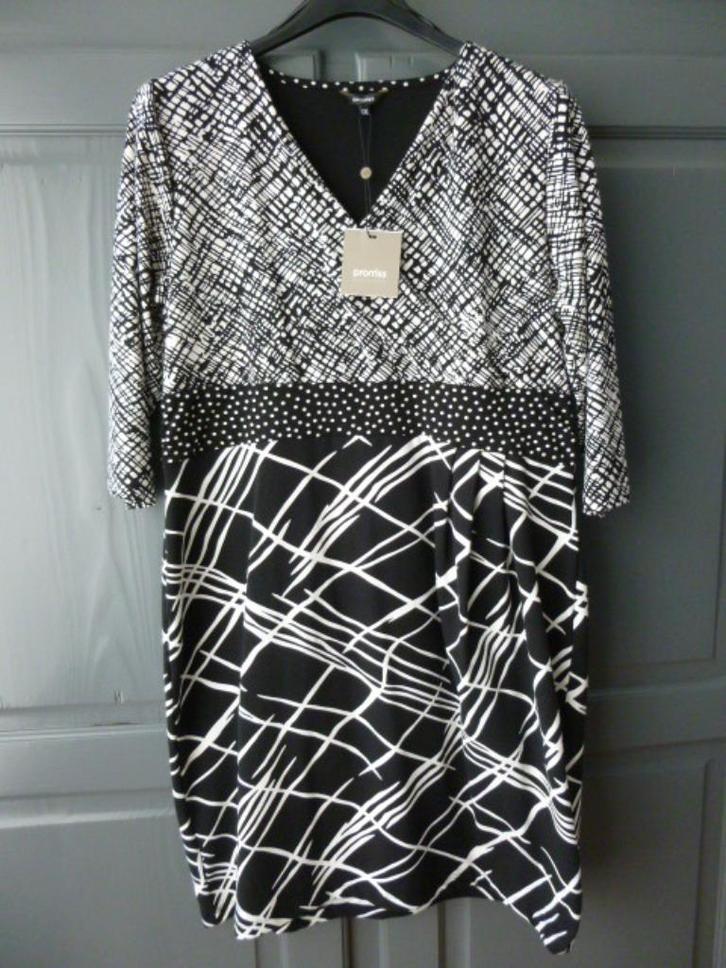 PROMISS jurk met zwart/witte grafische print mt XXL - NIEUW!, Kleding | Dames, Jurken, Nieuw, Maat 46/48 (XL) of groter, Zwart
