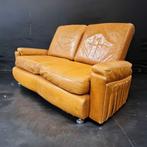 Set (2) Vintage leather high-back design sofa's, Italy 70's, Rechte bank, Gebruikt, Ophalen of Verzenden