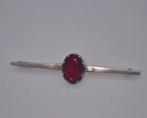 Vintage Zilveren Broche met Rode Steen, Gebruikt, Ophalen of Verzenden, Met edelsteen, Rood