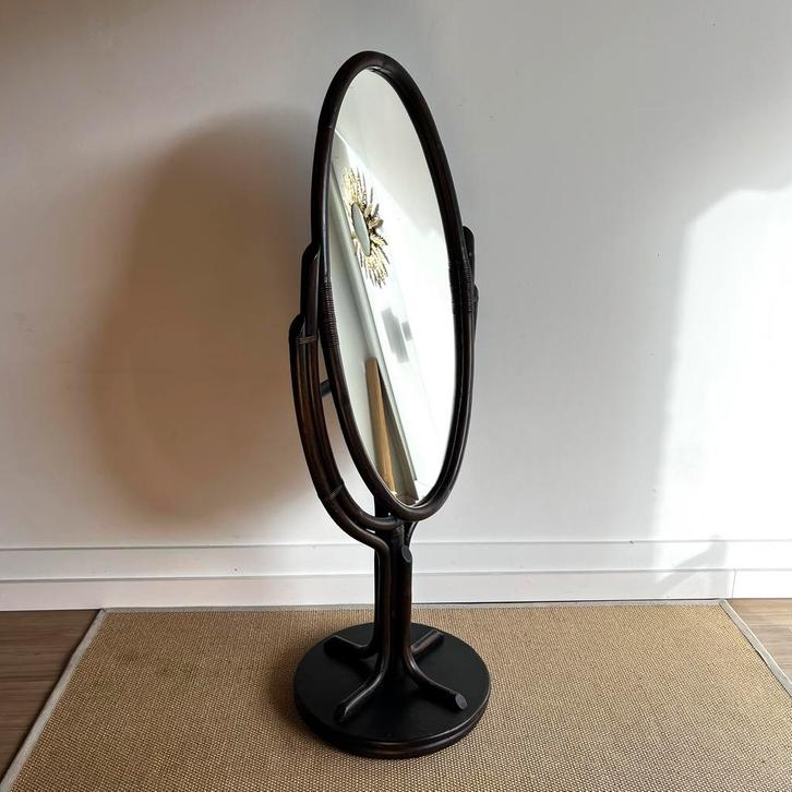 GREEN SALE Rotan bamboe passpiegel vintage dressing mirror, Huis en Inrichting, Woonaccessoires | Spiegels, Zo goed als nieuw