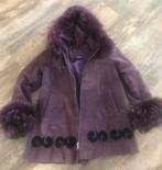 VINTAGE 100% leren jas maat M/L met bont, Kleding | Dames, Jassen | Winter, Ophalen, Zo goed als nieuw, Paars