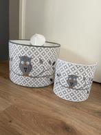 Taftan plafond- & wand lamp Uil Grijs/Wit, Ophalen, Rond, Zo goed als nieuw, Grijs
