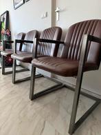 Bruine leren eetkamerstoelen, Huis en Inrichting, Stoelen, Ophalen, Gebruikt, Bruin, Leer