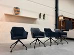 4 Nieuw Leolux Mara Twist eetkamerstoelen Blauw Stof Leer, Leolux, Blauw, Nieuw, Ophalen of Verzenden