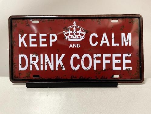 Keep Calm, Drink Coffee  metalen tekstbord (Old Look), Huis en Inrichting, Woonaccessoires | Tekstborden en Spreuken, Nieuw, Ophalen of Verzenden