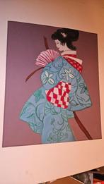 Prent van Japanse geisha, Ophalen of Verzenden, Voor 1940, Gebruikt, Overige onderwerpen