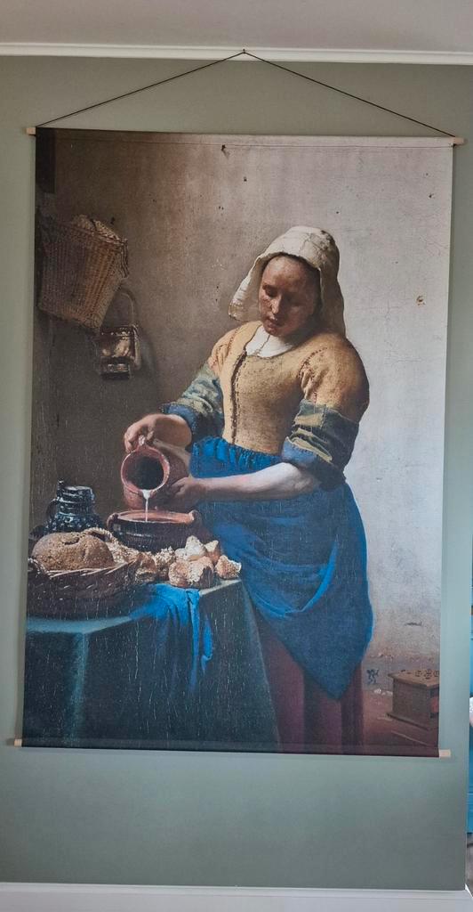 Het melkmeisje foto op textiel 120x180, wanddoek, wandkleed, Huis en Inrichting, Woonaccessoires | Schilderijen, Tekeningen en Foto's