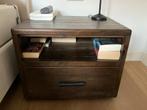 2 Donkerbruine Houten Nachtkastjes met Lade, Gebruikt, Ophalen of Verzenden, 45 tot 65 cm, Minder dan 55 cm
