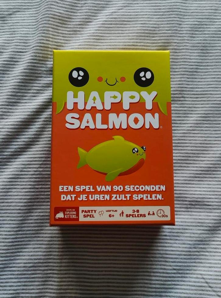 Happy Salmon - Kaartspel, Hobby en Vrije tijd, Gezelschapsspellen | Bordspellen, Zo goed als nieuw, Drie of vier spelers, Vijf spelers of meer
