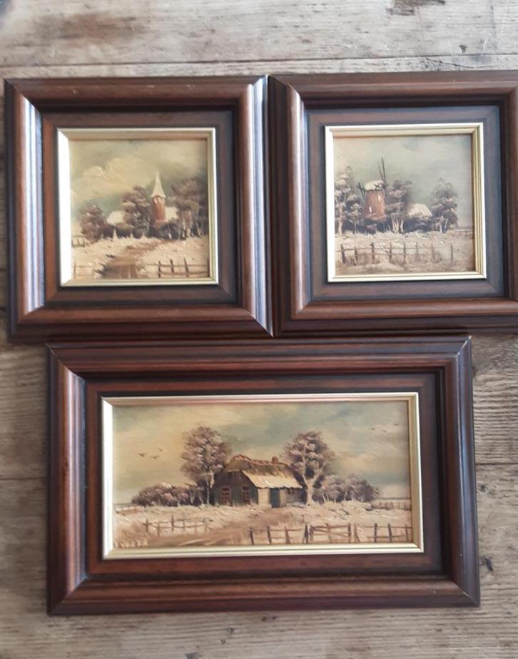 3 originele olieverfschilderijen J. Verda (circa 1970), Antiek en Kunst, Kunst | Schilderijen | Klassiek, Ophalen of Verzenden