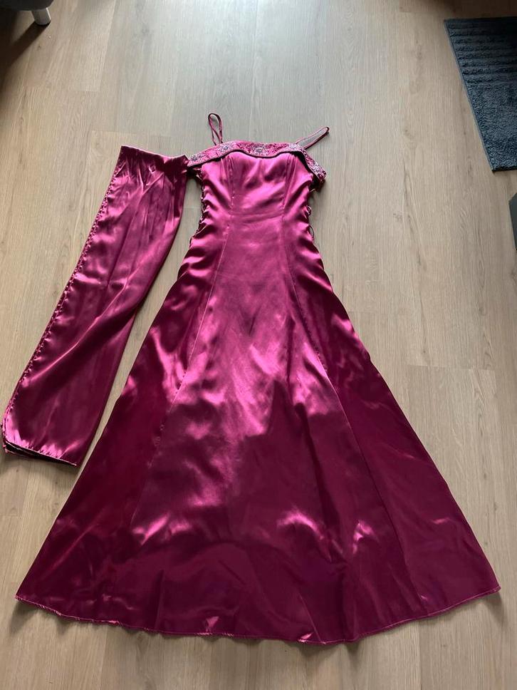 Elegante galajurk met stola, Kleding | Dames, Gelegenheidskleding, Gedragen, Galajurk, Maat 36 (S), Roze, Ophalen