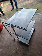 Computer tafel grijs metaal met wieltjes, Ophalen, Minder dan 50 cm, Gebruikt, 50 tot 100 cm