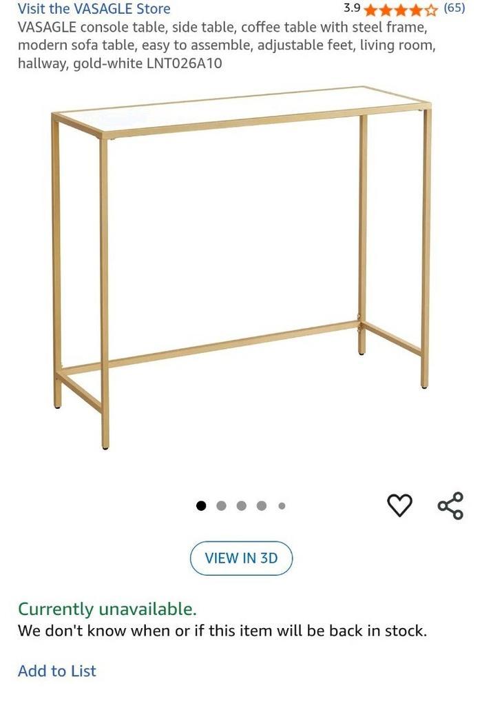 Gouden leuke side table, Huis en Inrichting, Tafels | Sidetables, Zo goed als nieuw, 25 tot 50 cm, Rechthoekig, Ophalen
