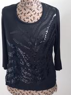 Shirt zwart Samoon 46/48 viscose metlovertjes, Zwart, Maat 46/48 (XL) of groter, Nieuw, Ophalen of Verzenden