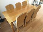 Licht eikenhouten eettafel met 6 Loomstoelen., 4 tot 6 stoelen, Gebruikt, Ophalen