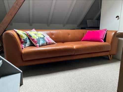 Lederen 2 1/2 zit lederen bank met voeten bank, Antiek en Kunst, Antiek | Meubels | Stoelen en Banken, Ophalen