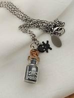 Gif flesje met skull, Sieraden, Tassen en Uiterlijk, Kettingen, Overige materialen, Verstelbaar, Ophalen of Verzenden, Zo goed als nieuw