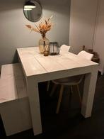 Eettafel steigerhout wit geverfd, Huis en Inrichting, Ophalen, Gebruikt, 100 tot 150 cm, 50 tot 100 cm