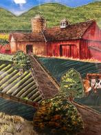 Handgemaakte Stoffen Creatie Boerderij Scène, Antiek en Kunst, Ophalen of Verzenden