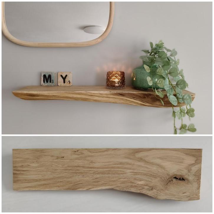 Zwevende wandplank - decoratieplank schap eiken 65cm #121, Huis en Inrichting, Woonaccessoires | Wandplanken en Boekenplanken