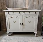 Vintage art-deco eiken commode dressoir - zand, Huis en Inrichting, Kasten | Dressoirs, Vintage art-deco brocante, Gebruikt, 100 tot 150 cm