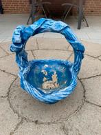 Blauwe plantenmand  met handvat - decoratief, Ophalen, Gebruikt, Binnen, Overige vormen