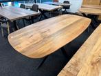 Tafel deens ovaal mangohout 200cm b-keus daarom 225,-, Ophalen, 100 tot 150 cm, Vijf personen of meer, Ovaal