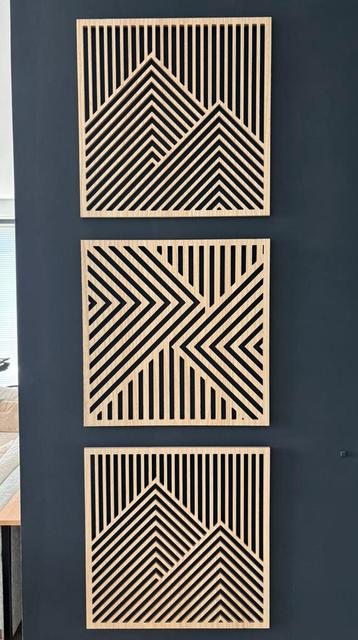 Houten Wanddecoratie Set - Geometrisch Design beschikbaar voor biedingen