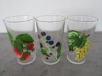 Vintage glazen 'fruit' - set à 3 stuks, Verzamelen, Ophalen of Verzenden, Zo goed als nieuw, Frisdrankglas