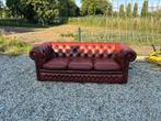 Leuke Chesterfield 3-zits bank Cognac Leer, Huis en Inrichting, Banken | Bankstellen, Ophalen, Gebruikt, Minder dan 75 cm, 150 tot 200 cm