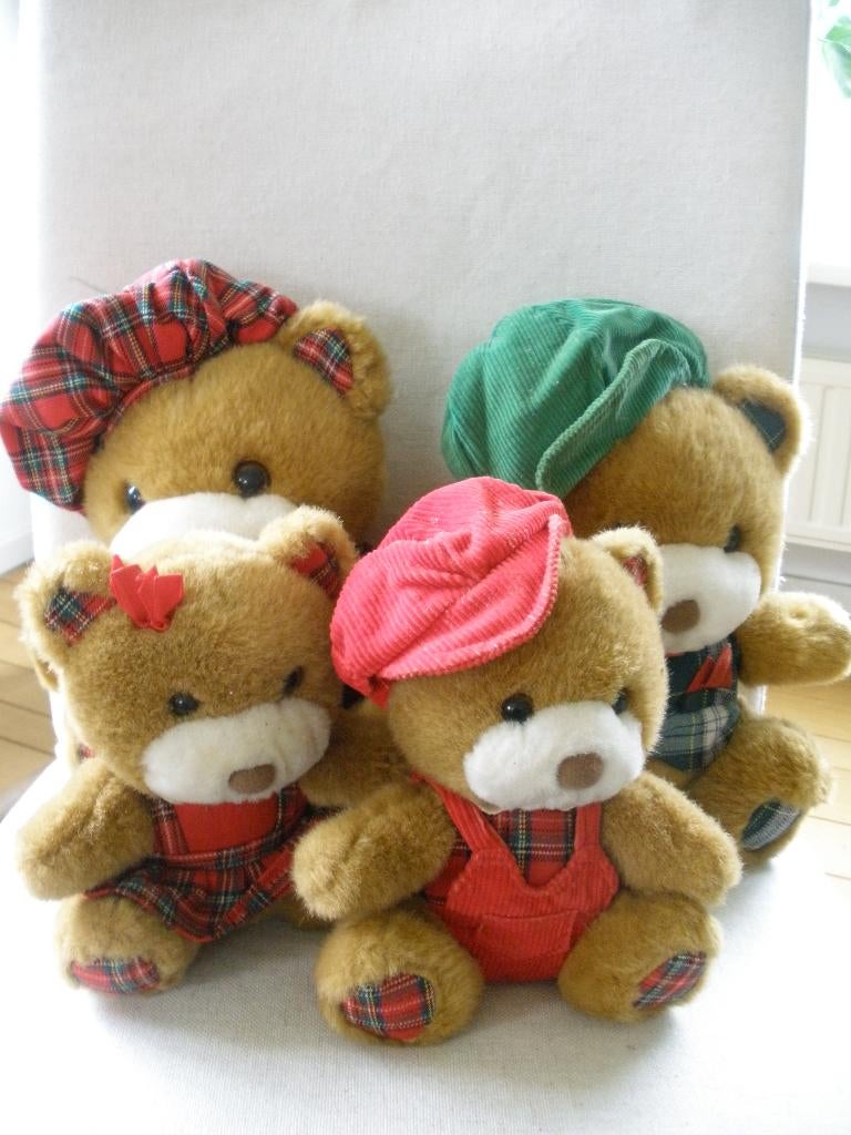 Knuffelberen familie - beer - knuffelbeer met schots ruit, Ophalen of Verzenden, Zo goed als nieuw, Stoffen beer, Overige merken