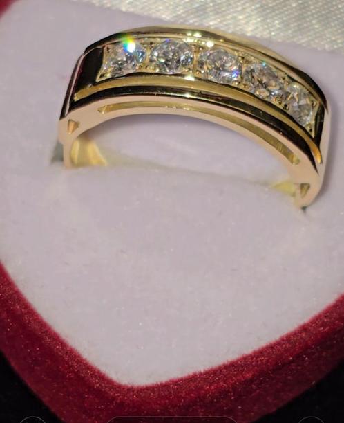 14 krt Gouden Ring met 5 TOP Lab- Diamanten D-VVS1 NIEUW, Sieraden, Tassen en Uiterlijk, Ringen, Nieuw, Heer, 20 of groter, Goud