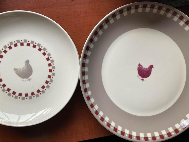 2 diner en 2 ontbijtborden kip NOVALINE, Huis en Inrichting, Keuken | Servies, Nieuw, Bord(en), Overige stijlen, Keramiek, Ophalen of Verzenden