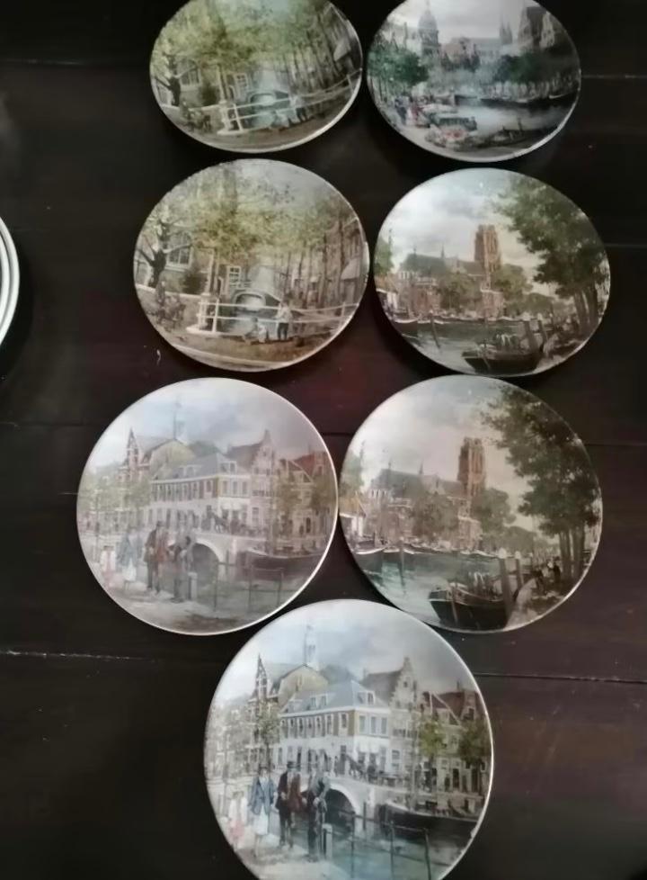 Wandborden Koos van Loon Grachten in Nederland 7 stuks, Ophalen